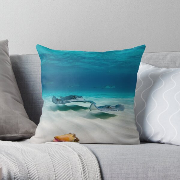 Two stingrays & a shell went into a sandbar... Throw Pillow