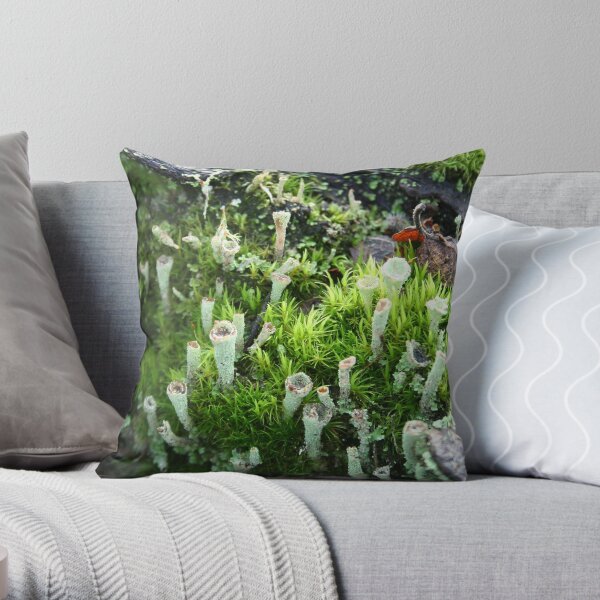 among the moss Throw Pillow
