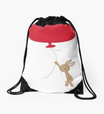 Cute rabbit floating away Drawstring Bag