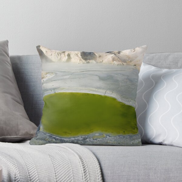 Green Pool in "Bumpass Hell" Throw Pillow
