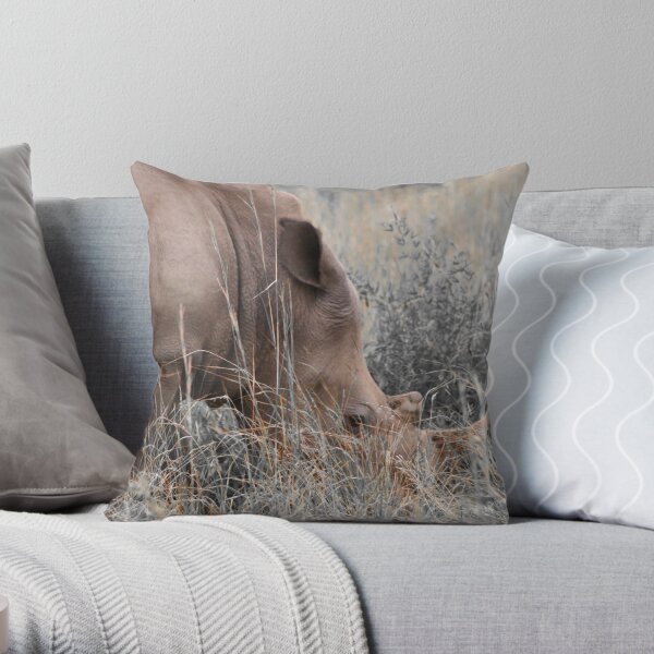 White Rhino Throw Pillow