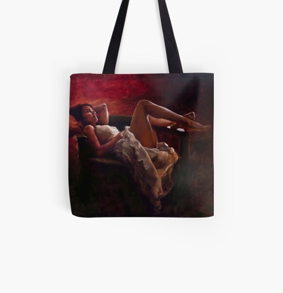 Sitting by the Fire All Over Print Tote Bag