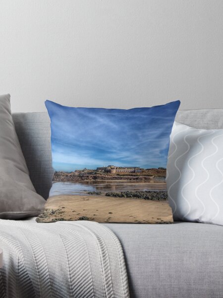 Across the bay to Fort Corblets Throw Pillow