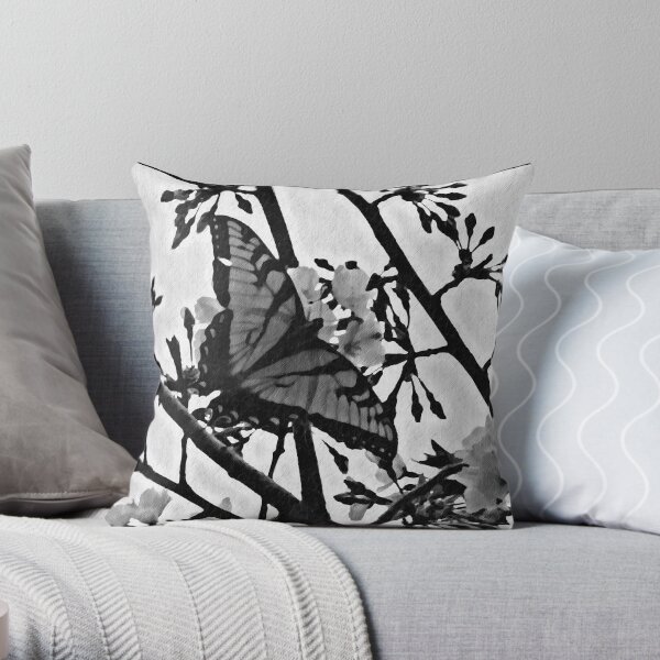 Silouette of a butterfly Throw Pillow
