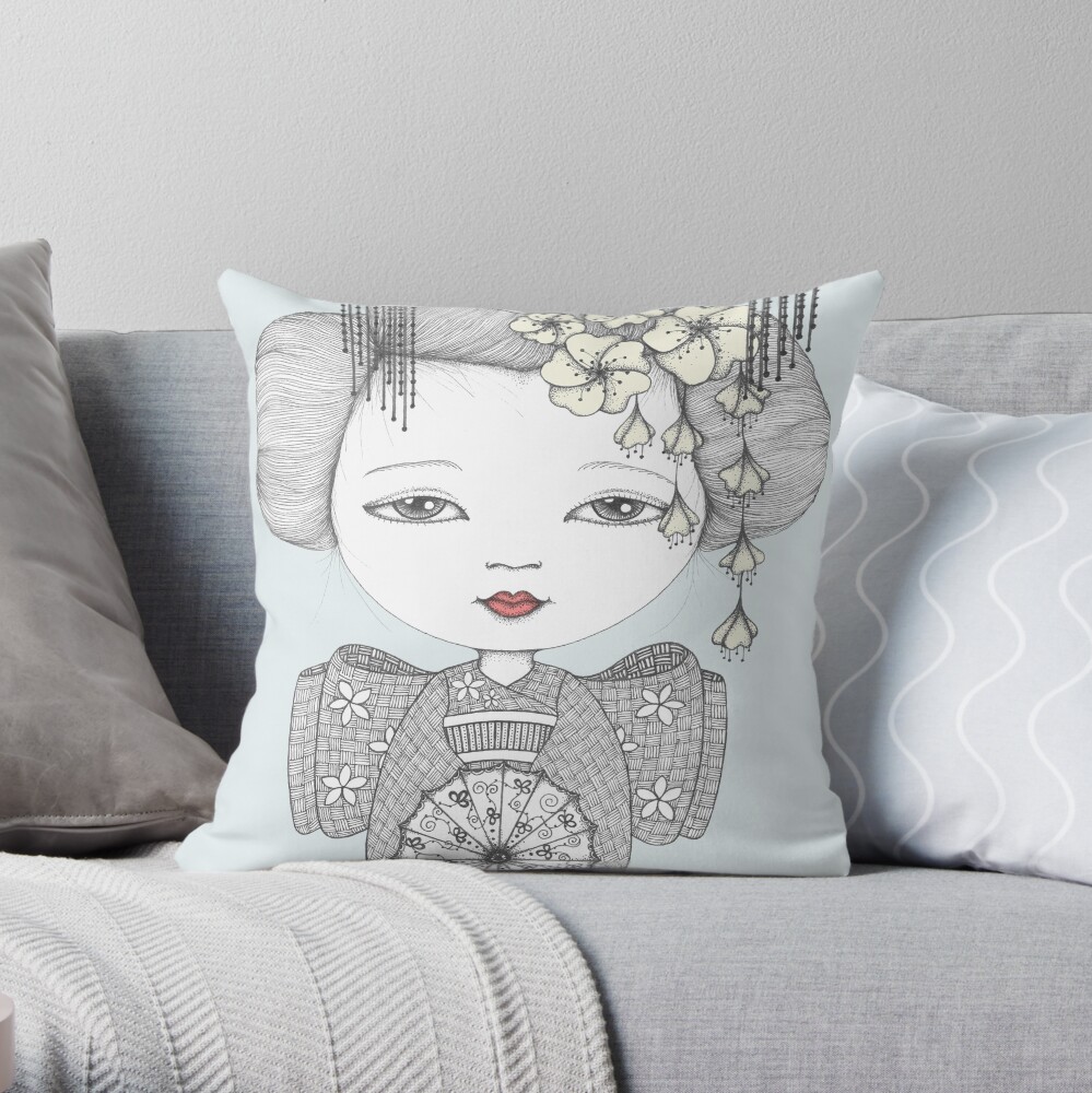 Little Blossom Girl Throw Pillow