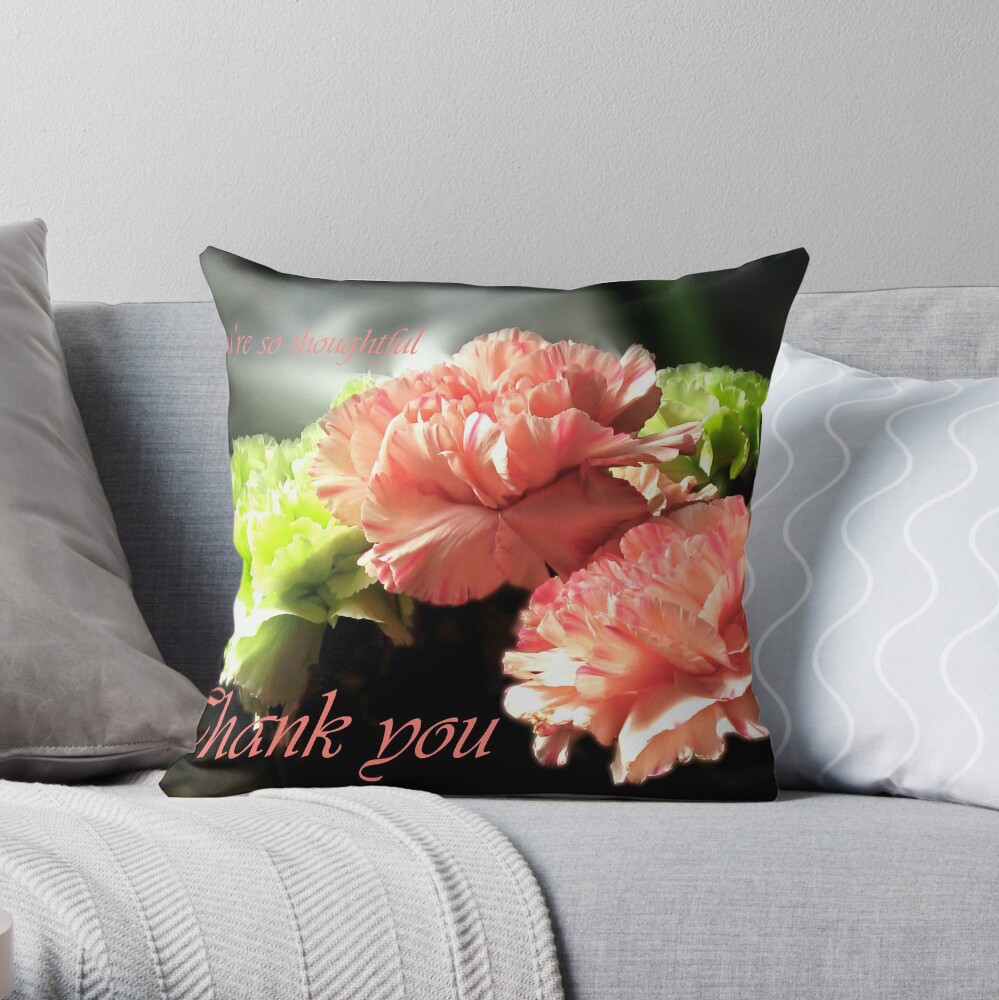 Carnations Thank You Card Throw Pillow