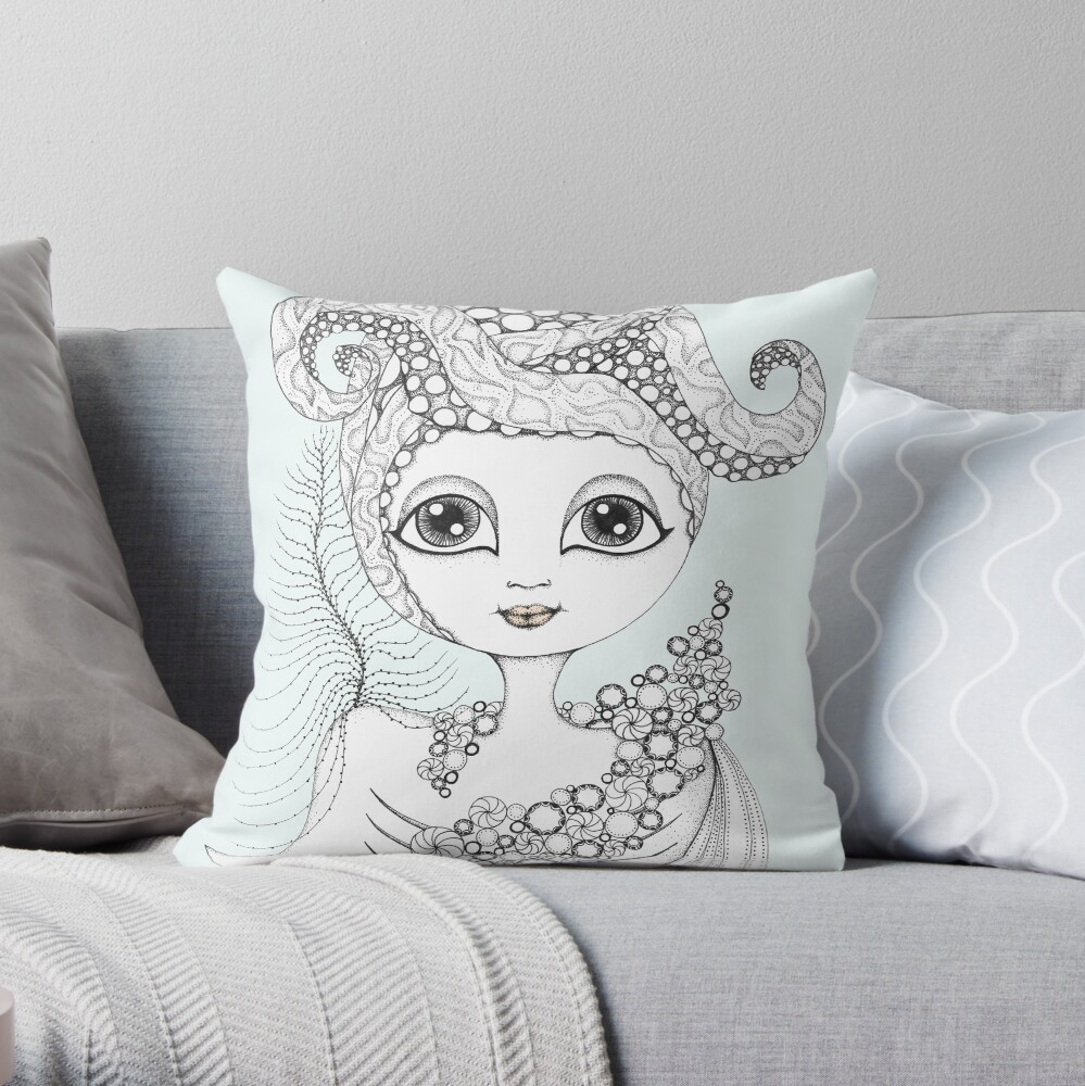 Calamari Queen Throw Pillow
