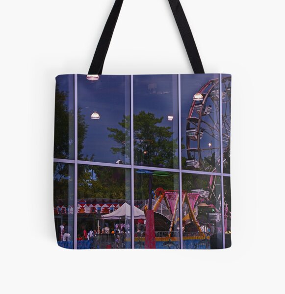 Reflections of the fairgrounds and rides All Over Print Tote Bag