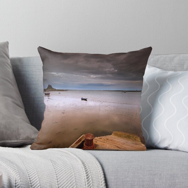 Gloomy Lindisfarne Throw Pillow