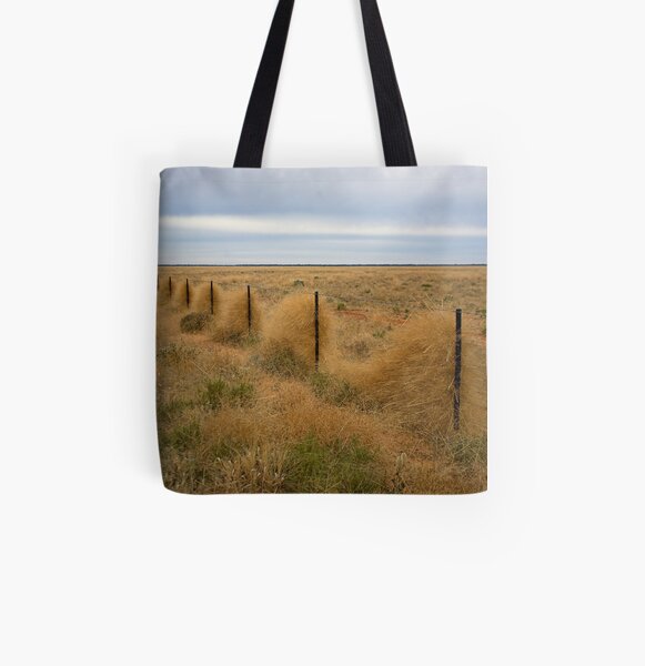 Grass along the fence line, Outback, NSW All Over Print Tote Bag