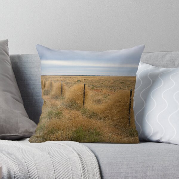 Grass along the fence line, Outback, NSW Throw Pillow