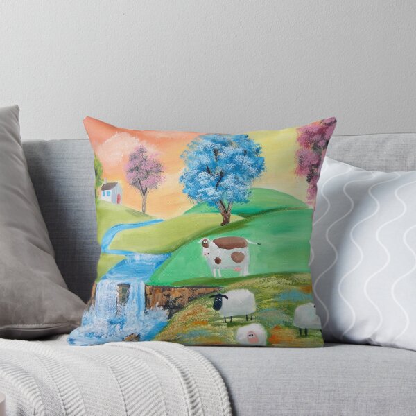 Item preview, CUTE COWS SHEEP FOLK PAINTING designed and sold by GORDON BRUCE ART.