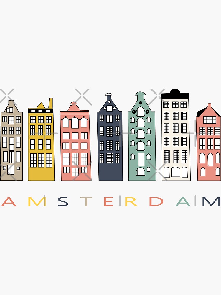 Amsterdam colorful canal houses by DinaDankersDesign
