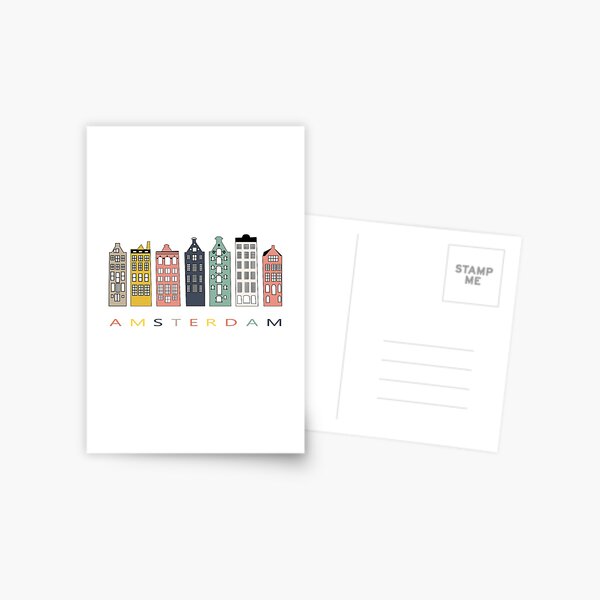 Amsterdam colorful canal houses Postcard