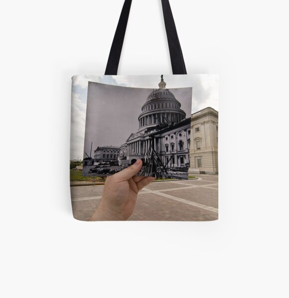 Looking Into the Past: US Capitol Under Construction, Washington, DC All Over Print Tote Bag