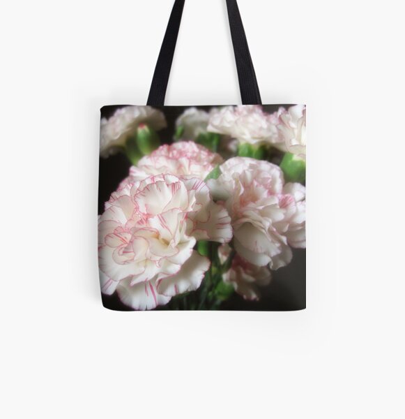 Almost White Carnations 5 All Over Print Tote Bag