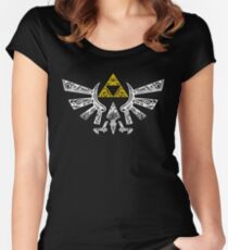 Zelda - Hyrule Gekritzel Tailliertes Rundhals-Shirt