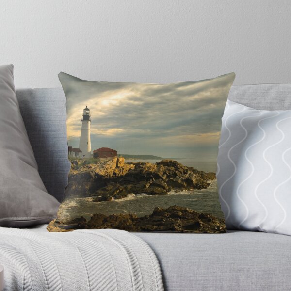 Sunrise at Portland Head Lighthouse Throw Pillow