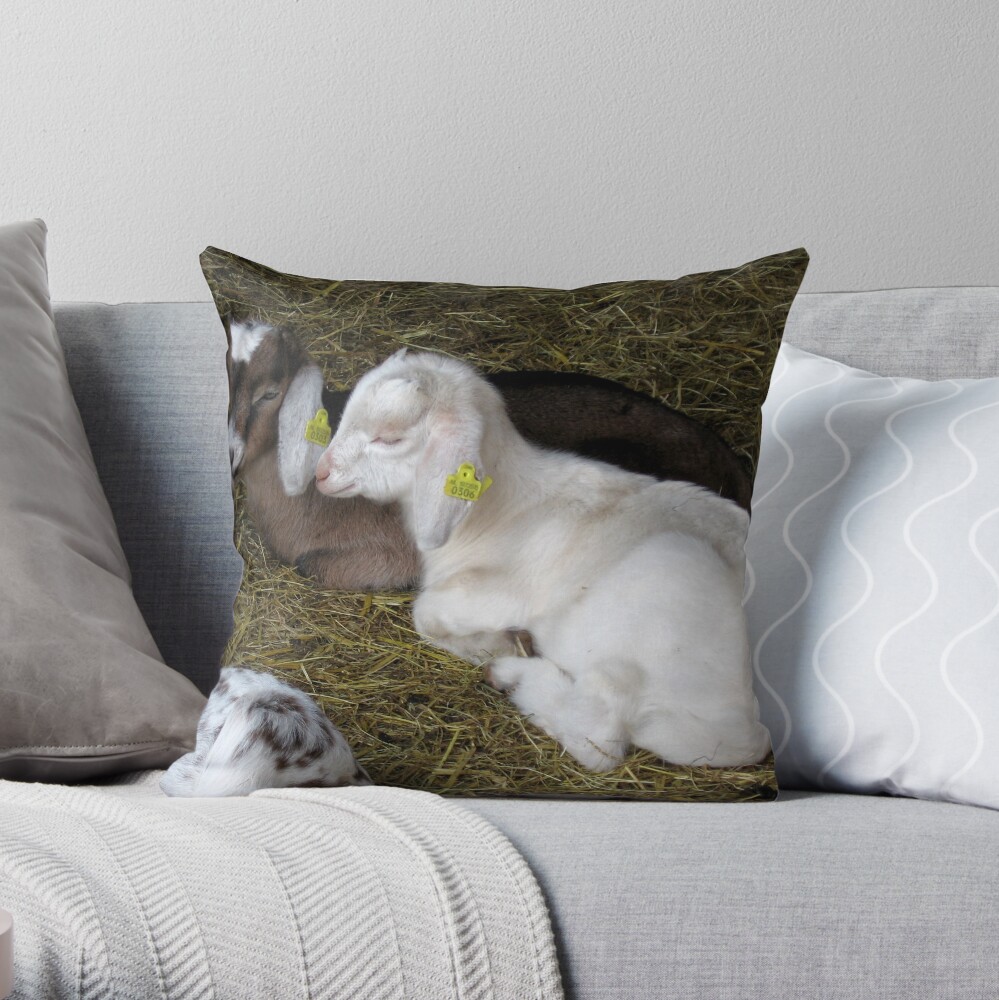 Two young goats Throw Pillow