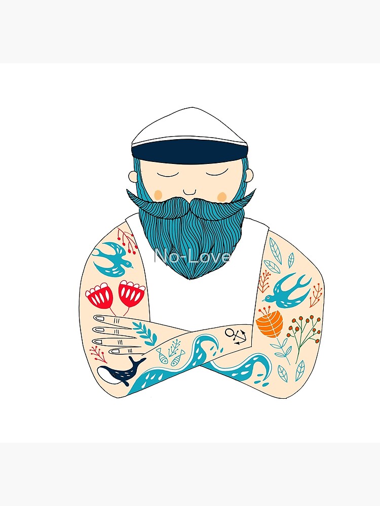 sailor with tattoo flowers and whale. A gift from the coast by No-Love