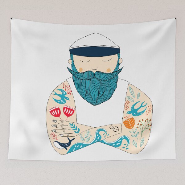 Item preview, sailor with tattoo flowers and whale. A gift from the coast designed and sold by Scandi Shop .