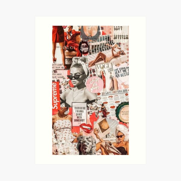 red retro collage Art Print