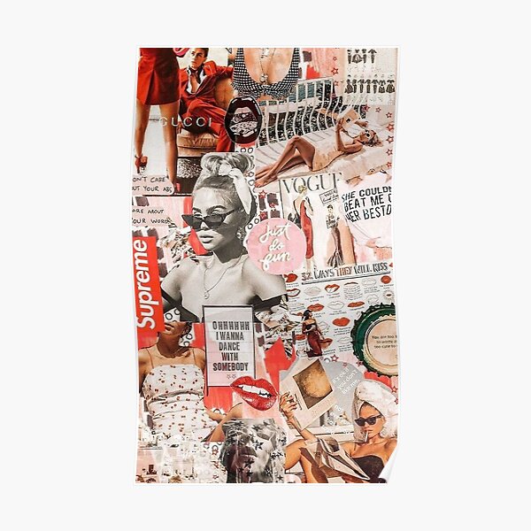 collage rétro rouge Poster