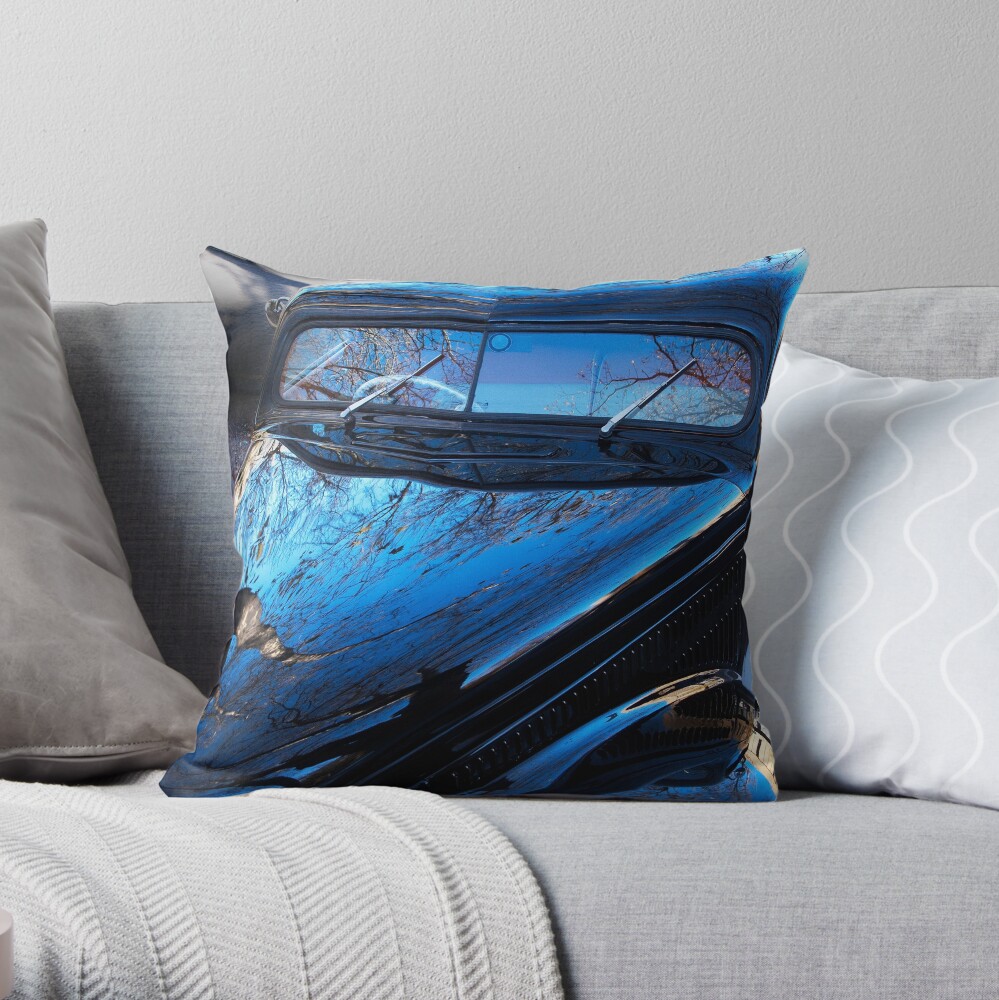 Spooky Custom Van in Winter light Throw Pillow