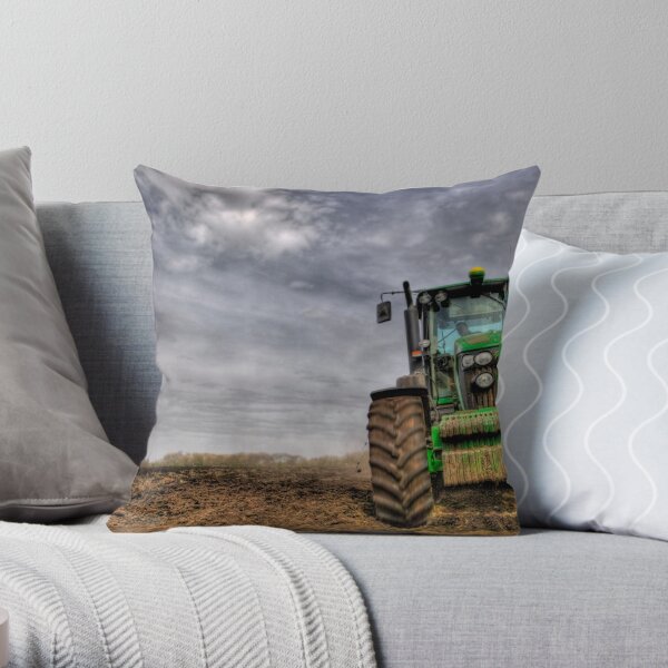 Tractor Ploughing Throw Pillow