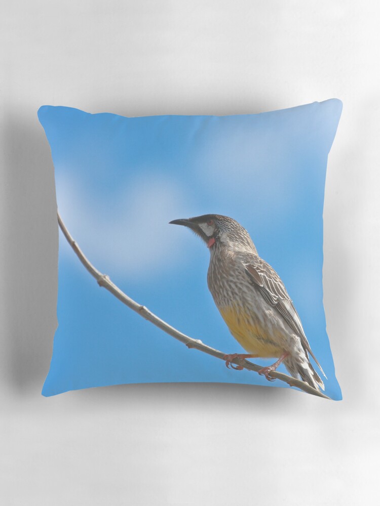 Thumbnail 3 of 4, Pillow, Red Wattlebird designed and sold by mistered.