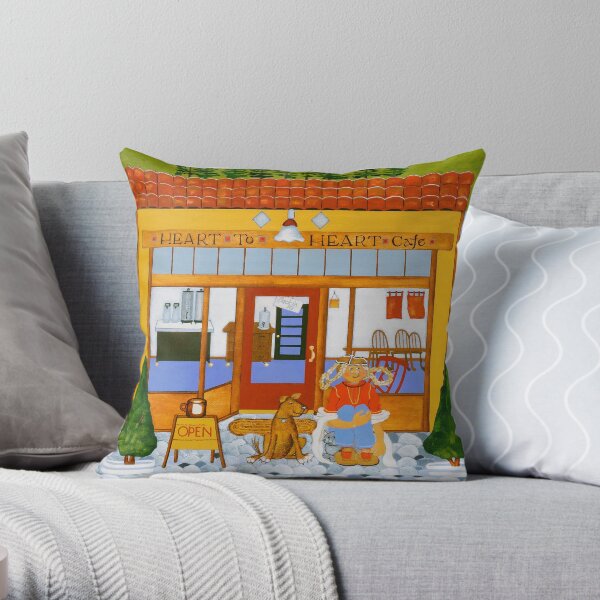 "Waiting At The Heart To Heart" Greeting Throw Pillow