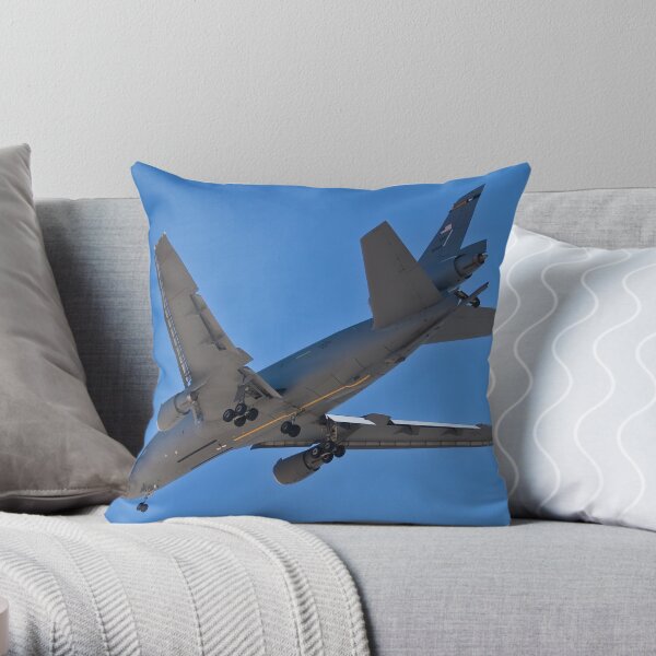 Flying gas station Throw Pillow