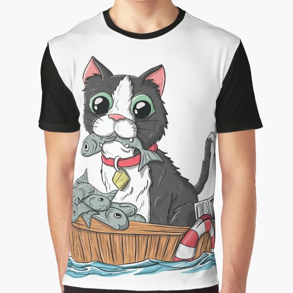  Funny Cat Feline Fishing Animal Lover Fisherman Fish Angler  T-Shirt : Clothing, Shoes & Jewelry