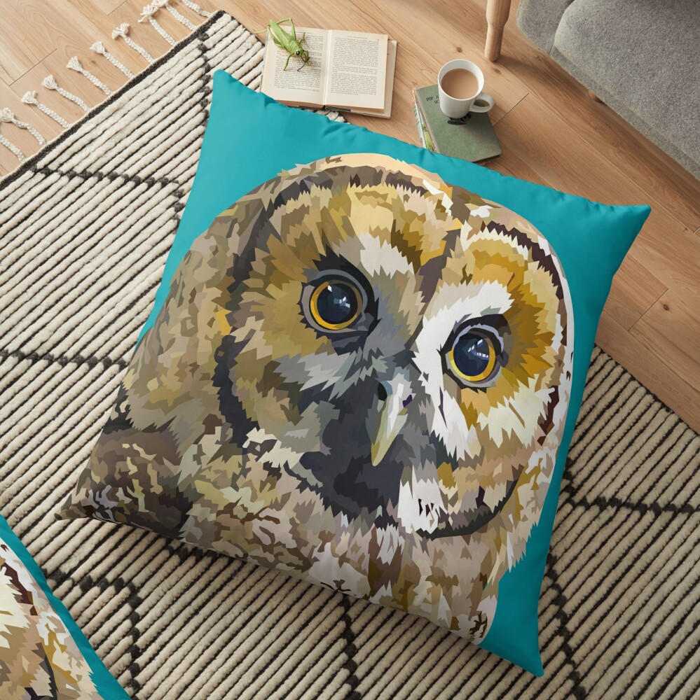 Sparkly eyed Owl  Floor Pillow