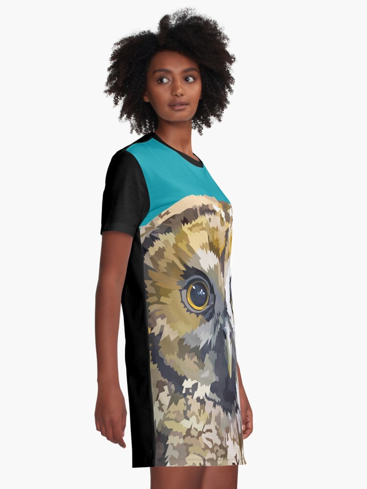 Alternate view of Sparkly eyed Owl  Graphic T-Shirt Dress