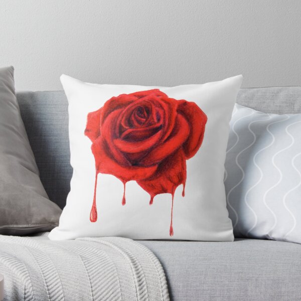 qui a également fait fondre une rose. Initialement fait dans des crayons de couleur. Coussin