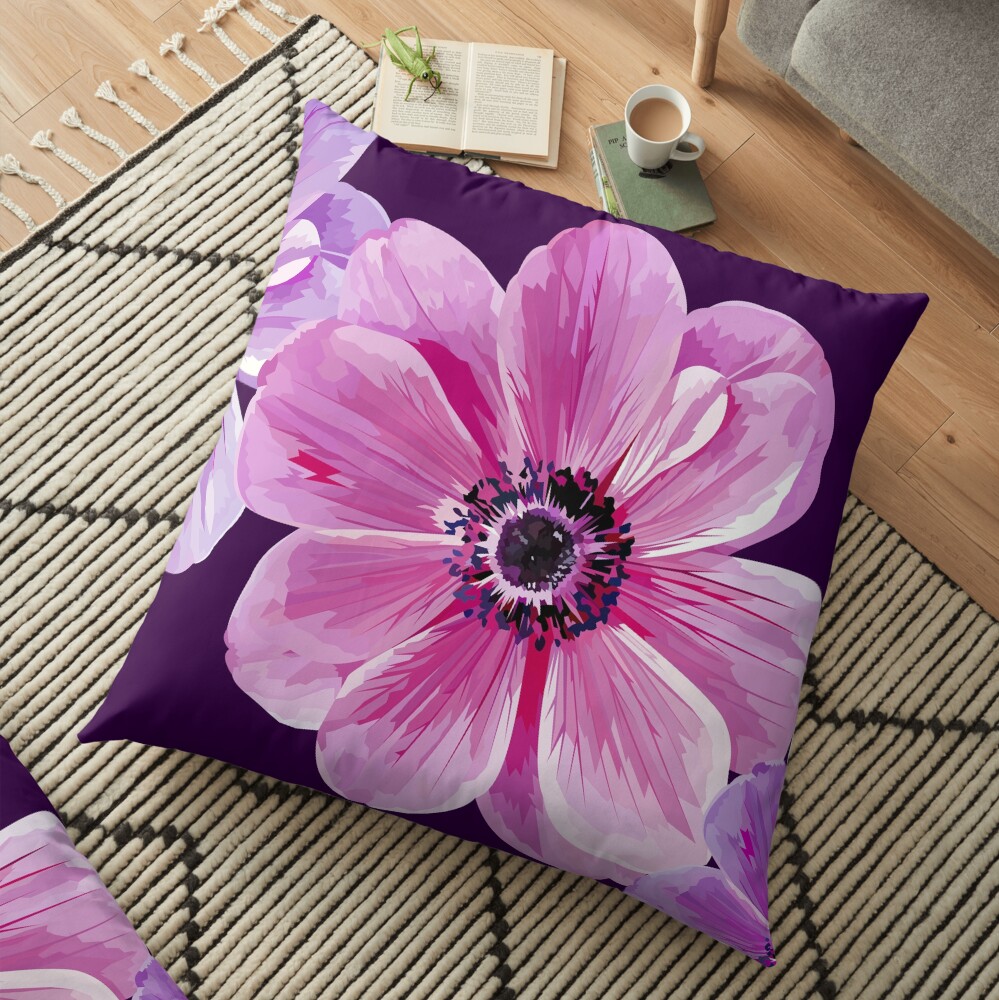 Pink Flower Power Floor Pillow