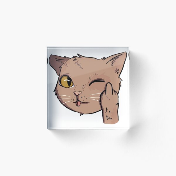 Rude cat with middle finger Acrylic Block
