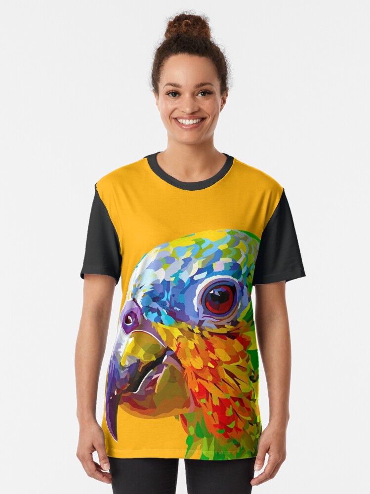 Alternate view of Rainbow colored parrot Graphic T-Shirt