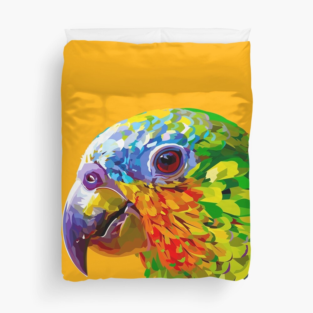 Rainbow colored parrot Duvet Cover