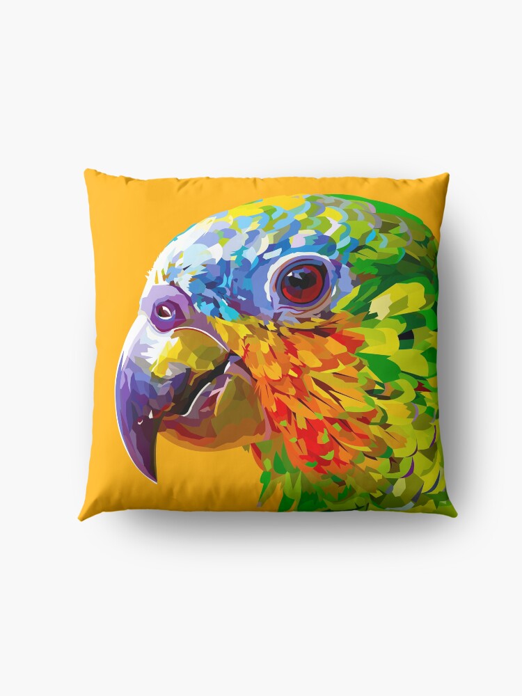 Alternate view of Rainbow colored parrot Floor Pillow