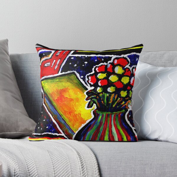 The Balcony Vase Throw Pillow