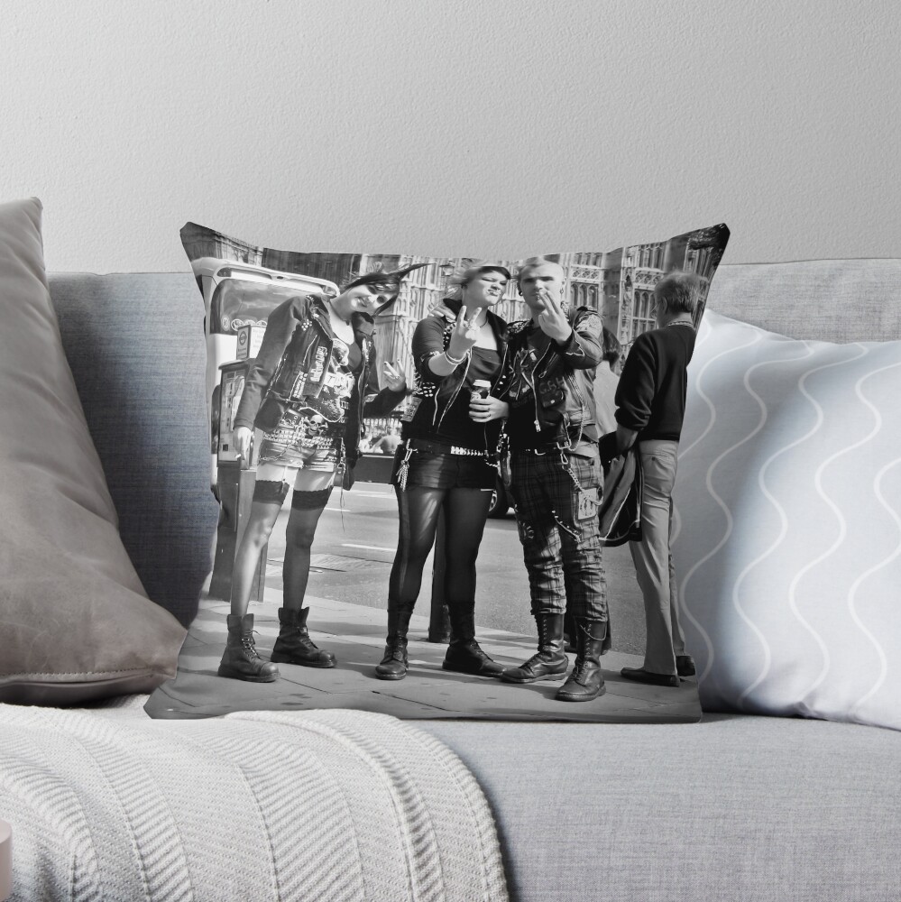 Punks in London: Punk Rockers Throw Pillow