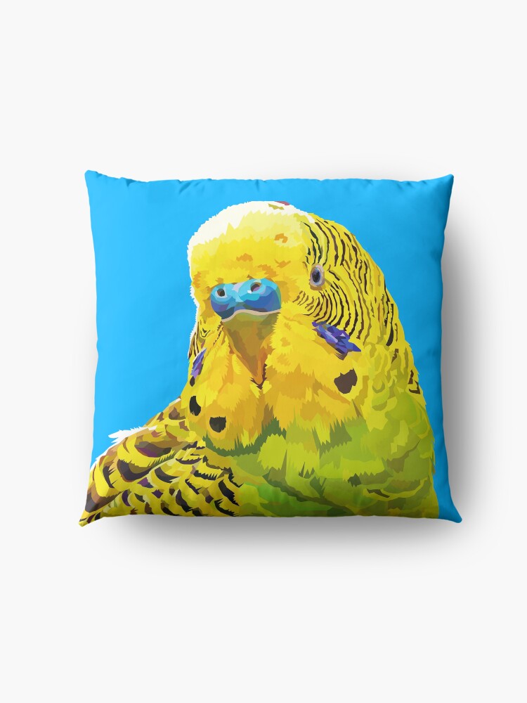 Alternate view of Yellow and Green Budgie Parakeet Floor Pillow