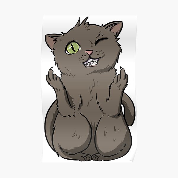 Weird but awesome cat with middle finger cat flipping off Poster
