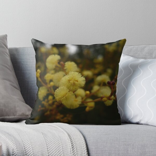Best Dressed Wattle Blossom in Town Throw Pillow