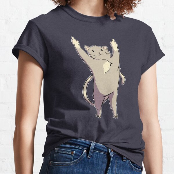 cat t shirt flipping off