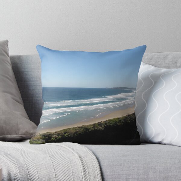 A crowded beach at Byron bay NSW. Throw Pillow