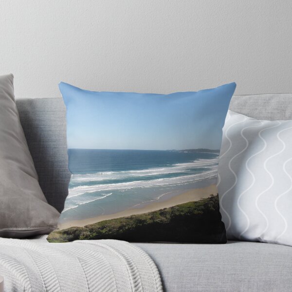 A crowded beach at Byron bay NSW. Throw Pillow