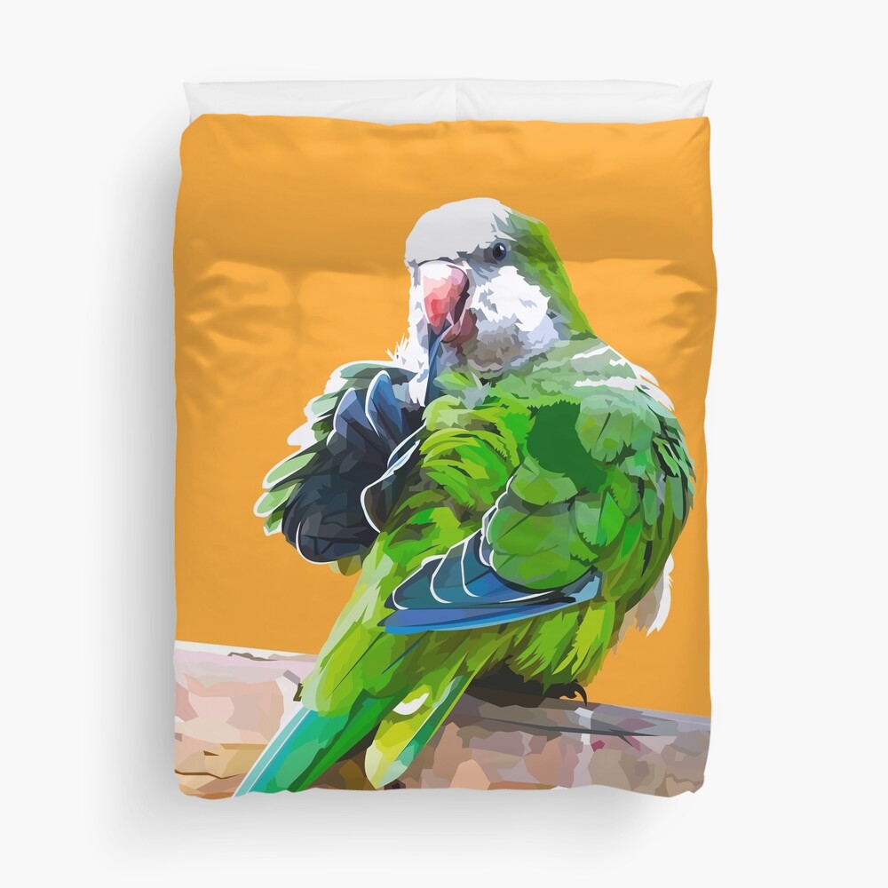Green little parrot Duvet Cover
